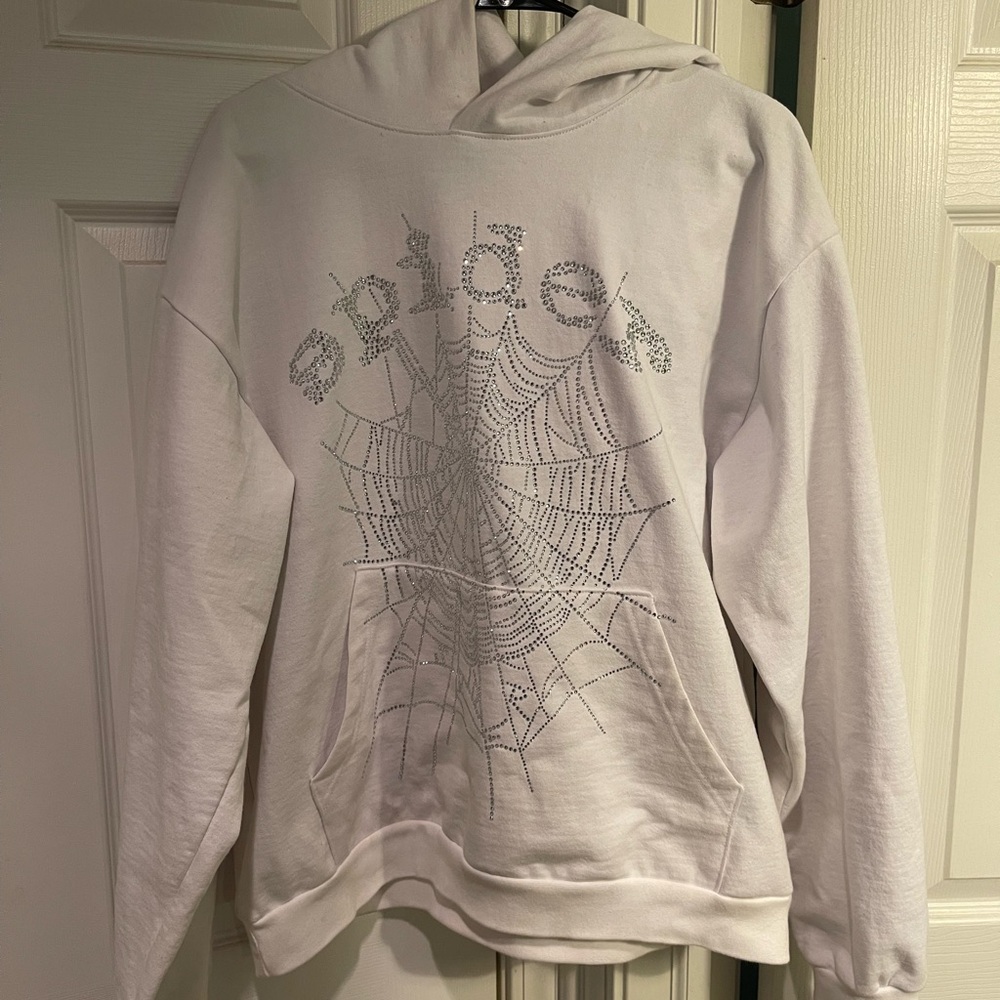 sp5der spider worldwide rhinestone hoodie 
perfect condition 
Sz L